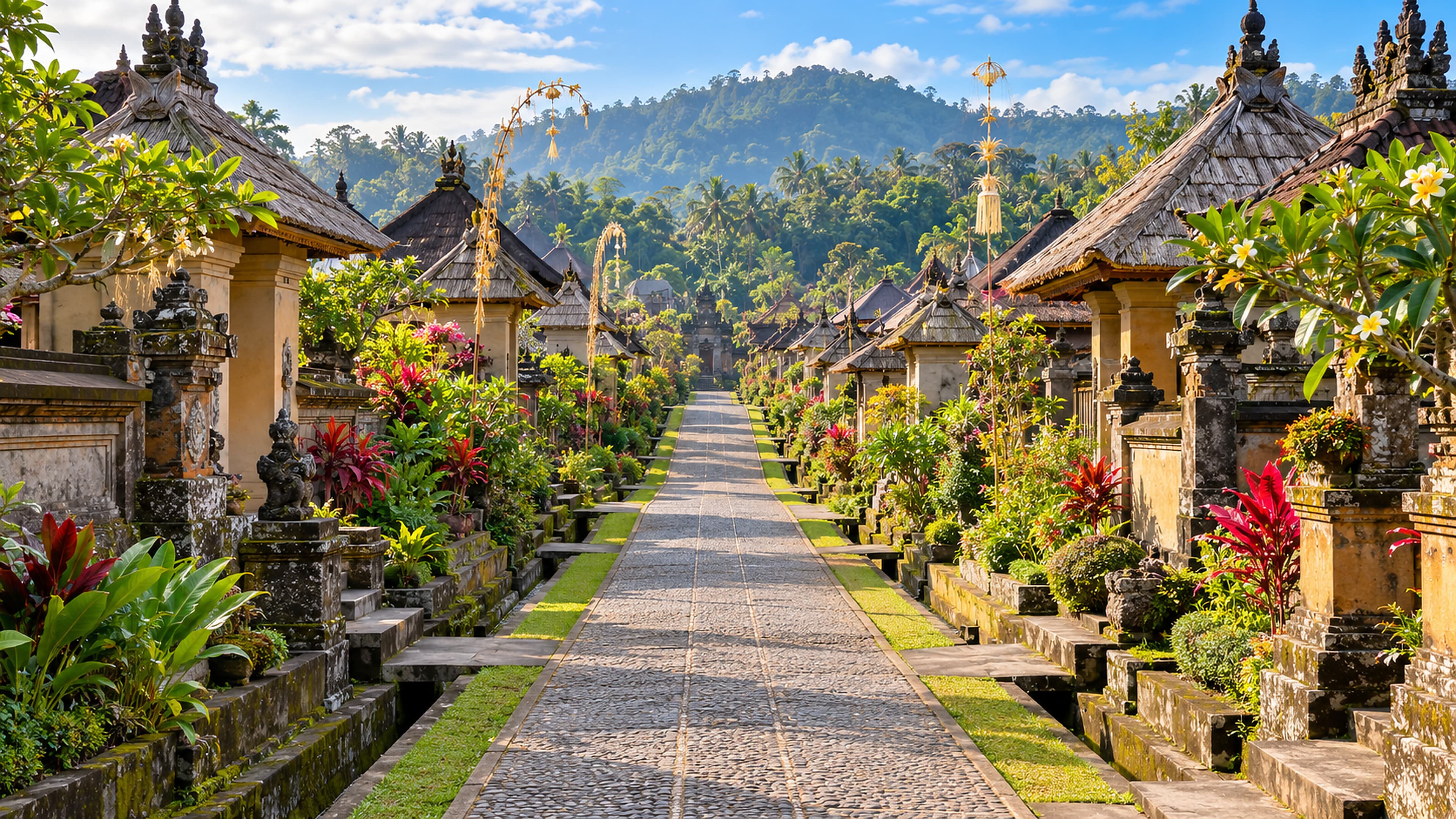 Terasering hijau dan pohon kelapa di Tegallalang Ubud